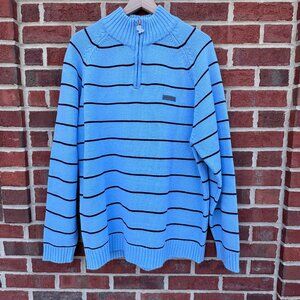 VTG Y2K Southpole 1/4 Zip Knit Sweater Mens XL Blue Stripe Preppy Streetwear